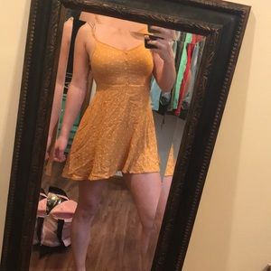 White polka dot mustard yellow dress! Size M